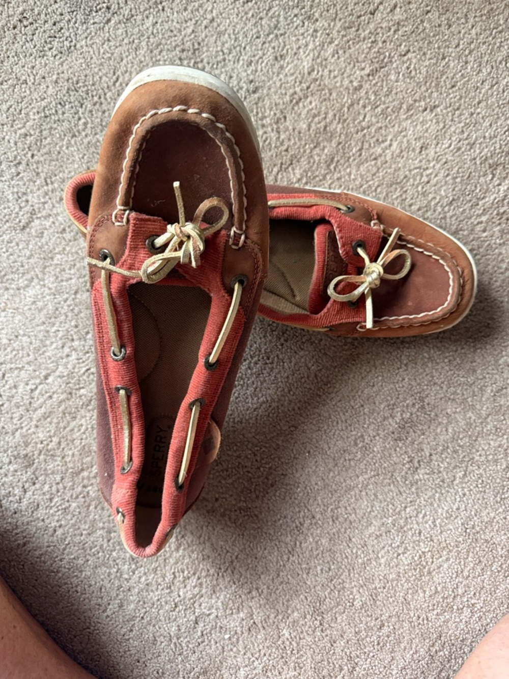 Sperry Two-Tone Brown and Rust Canvas Boat Shoes